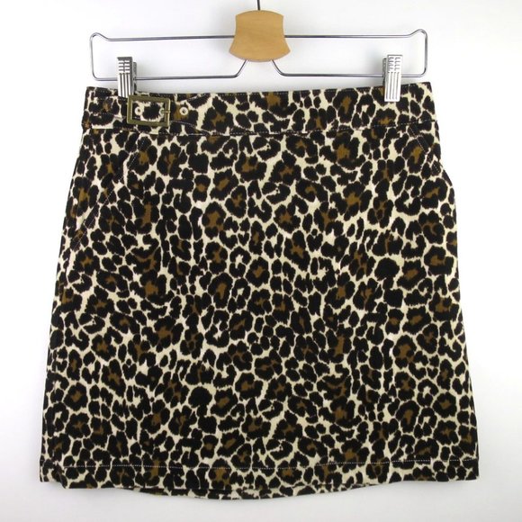 J.Crew Leopard Print Corduroy Buckle Mini Skirt - Picture 5 of 13